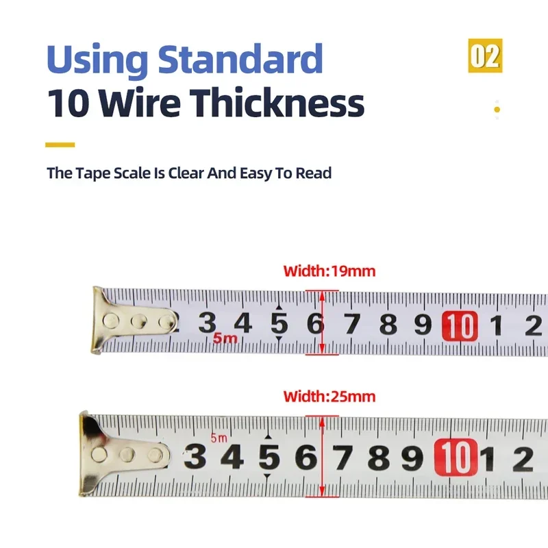 Tape Measure Measuring Ruler Measuring Tape 2M 3M 5M Metric Steel Length Metal Tools