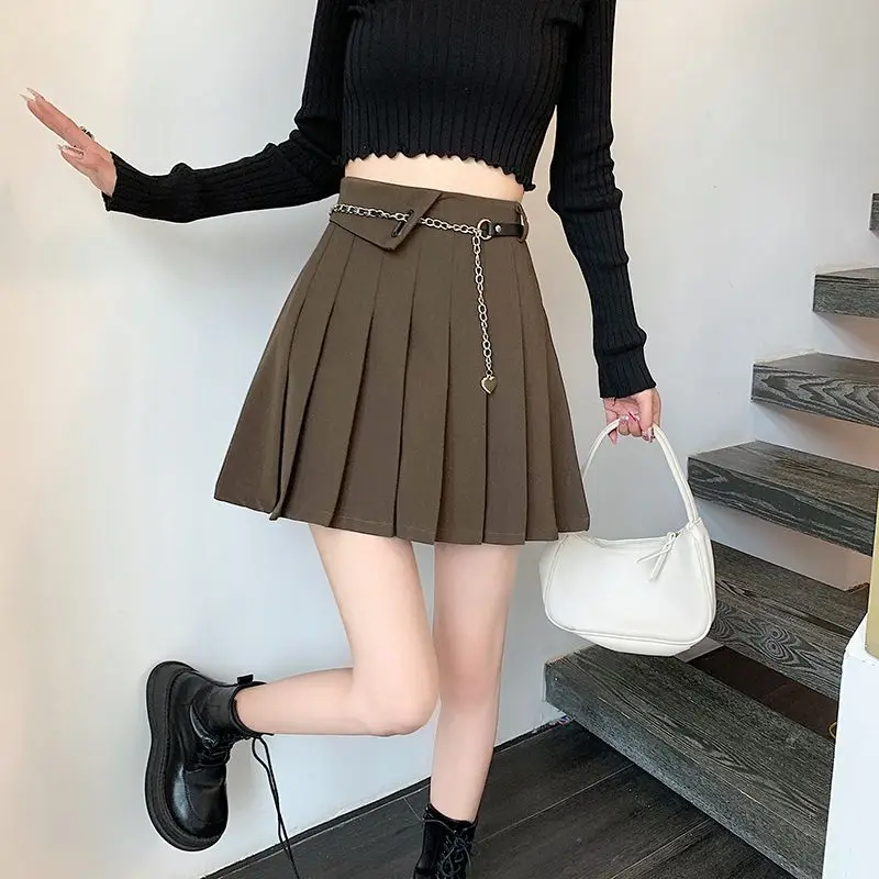 Versatile Women 2024 Summer New Half Waist A-line Skirt Slim Fit Academy Style Casual Fashion Show Body Short Skirt