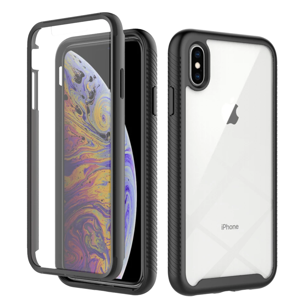 Shockproof Clear Phone Case with Built-in Screen Protector and TPU Bumper