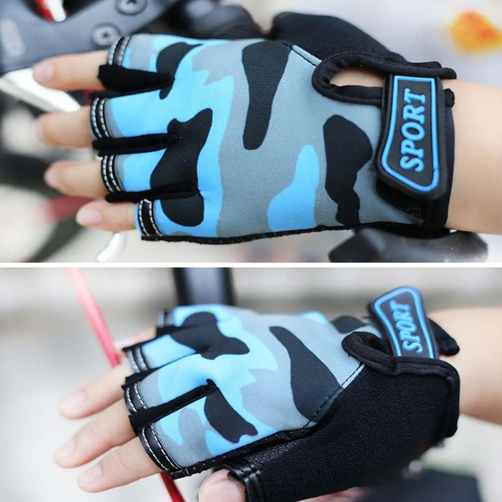 New Children Sports Gloves Half Finger Kids Riding Cycling Running Gloves Boys Girls Outdoor Camouflage Sports
