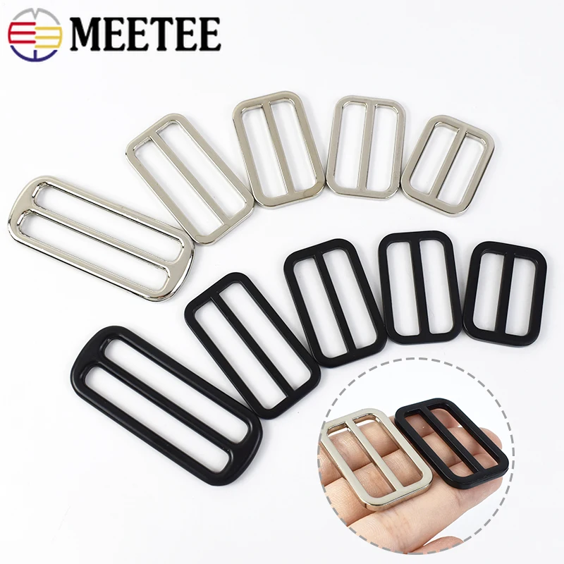 

5/10Pcs Meetee 25-50mm Metal Tri-Glide Slider Buckles Bag Webbing Strap Belt Adjust Clasp Leather DIY Hook Garment Accessories