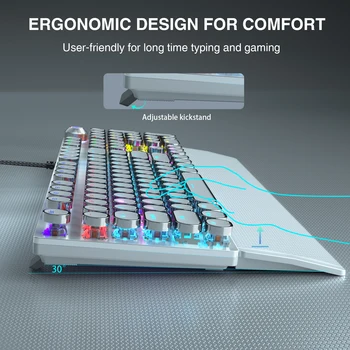 F2088 Mechanical Keyboard Round 104 keys Blue Mechanical Switch Gaming Keyboard RGB Backlit Ergonomic Design 6