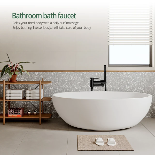 ก๊อกน้ำฝักบัวแบบด้านสีดำ น้ำร้อนน้ำเย็น 2 ทาง ฝักบัวมือถือ หัวฉีดแบบหมุนได้ ก๊อกน้ำห้องน้ำติดผนัง 2