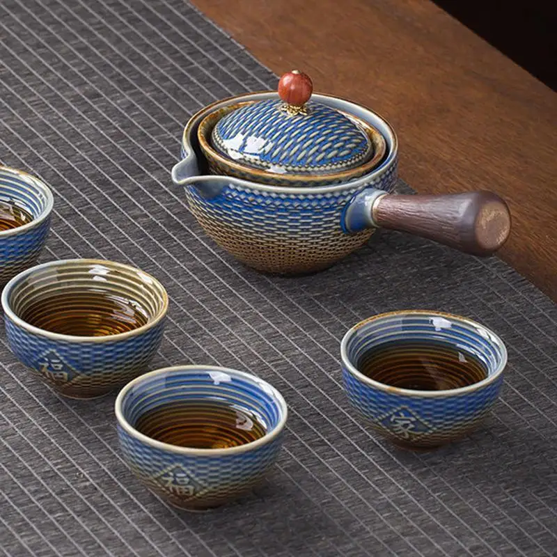 Ceramic Teapot Chinese Gongfu Tea Pot 360 Rotation Tea Maker and Infuser Porcelain Chinese Gongfu Pot