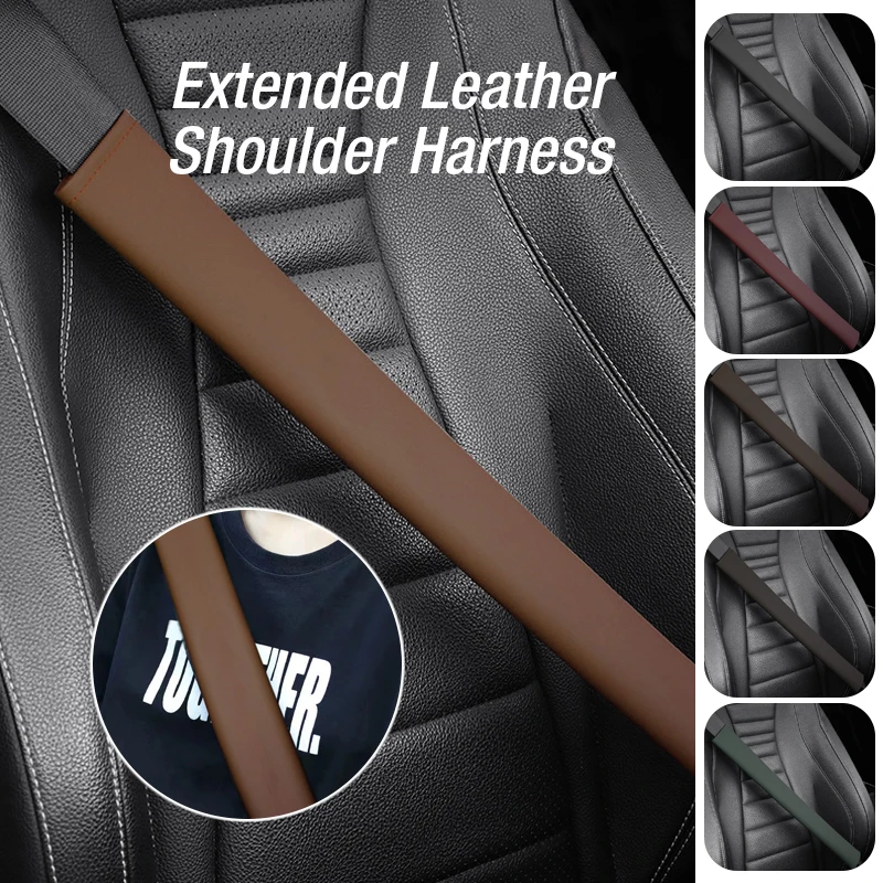 48cm Extended Car Seat Belt Cover Shoulder Pad Soft Microfiber Leather Comfort Neck Cushion Protector Auto Interior Accessories