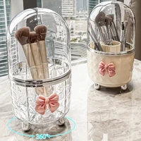 Rotating Cosmetic Makeup Organizer Storage Tube with Lid Clear Organizer Box Makeup Brush Holder Acrylic Organizers Bathroom 1