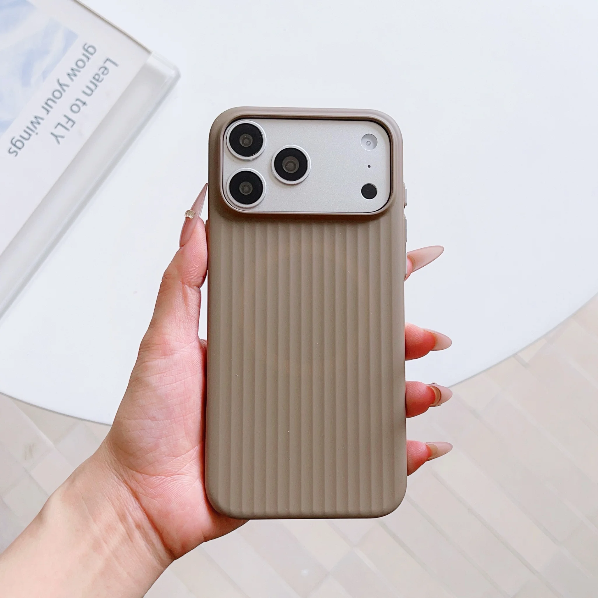 Slim Matte Striped Minimalist Luxury Phone Case with Wireless Charging & Shockproof Protection