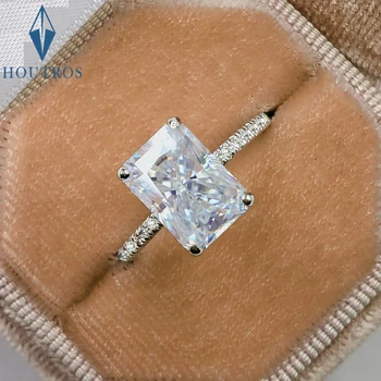 1/2/3/4CT Radiant Cut Moissanite Engagement Ring GRA Certified 925 Sterling Silver Halo Diamond Wedding Bands for Women Jewelry 1