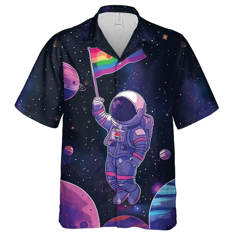 

Men's Shirt Spacecraft 3D Print Men's Clothing Oversized Summer New Casual Hawaii Beach Hawaiian Harajuku Fashion Holiday Shirt