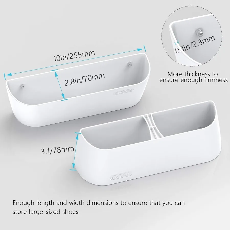 Wall Mounted Shoes Rack 4Pack with Sticky Hanging Strips Plastic Shoes Holder Storage Organizer Door Shoe Hangers SM03White4
