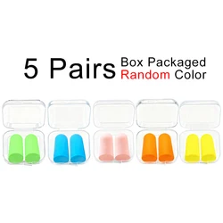 Comfortable Anti - Noise Soft Foam Earplugs - Mixed Colors, Box Packaged for Sleep and Travel (5HMES)