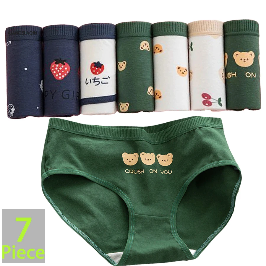 7pcs Cotton Panties Cartoon Bear Sexy Panties Women's Underwear Print