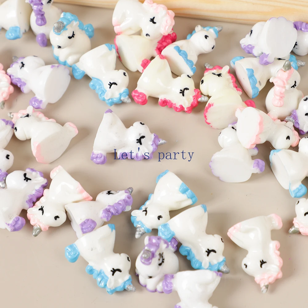 Set of 12 Colorful 3D Resin Unicorn Figurines for Miniature Terrariums and Garden Decor