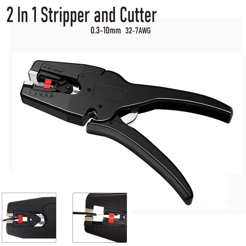 

Automatic Wire Stripper Cutter Pliers 2 in 1 Heavy Duty Multifunctional Tools 0.03-10mm²/32-7AWG Wire Stripping Repair Pliers