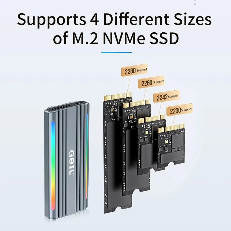 GeIL  M.2 NVMe SSD ̽, USB 3.2 Gen 2 ̽, C Ÿ + USB HD 丮 ڽ,   Ͽ콺, 10G-T3 SSD Ŭ