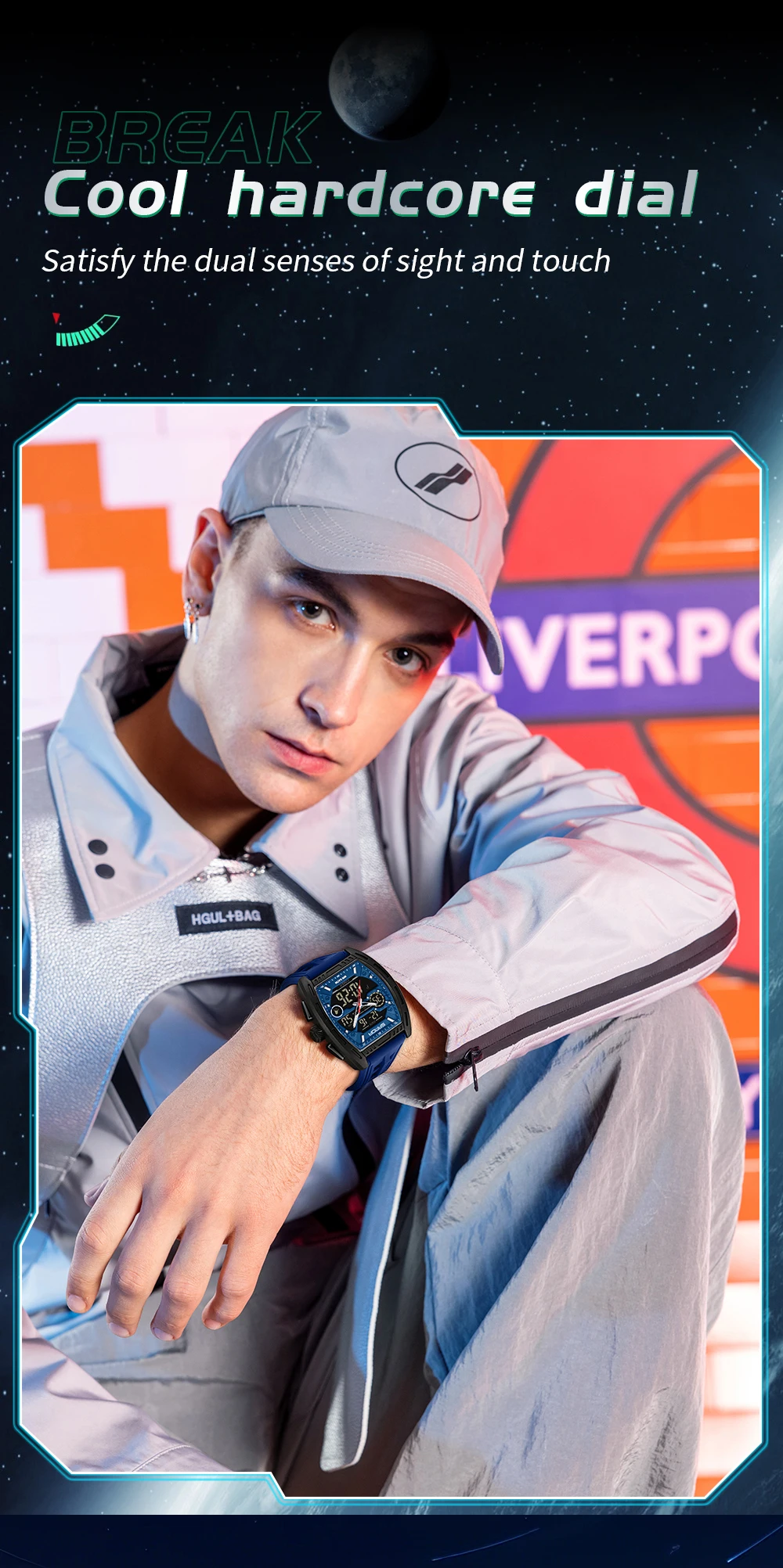 Montre numérique pour homme, double affichage, calendrier, alarme lumineuse, compte à rebours, montre électronique tendance pour homme, Reloj Hombre_voghion.com