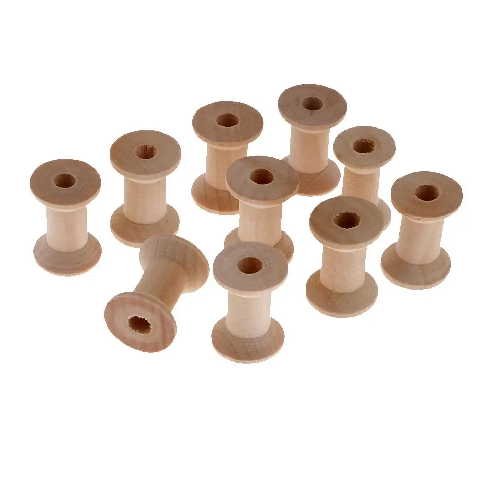 10 Pieces Small Spools of Thread Spool Wooden Spool Decorative Spool Sewing