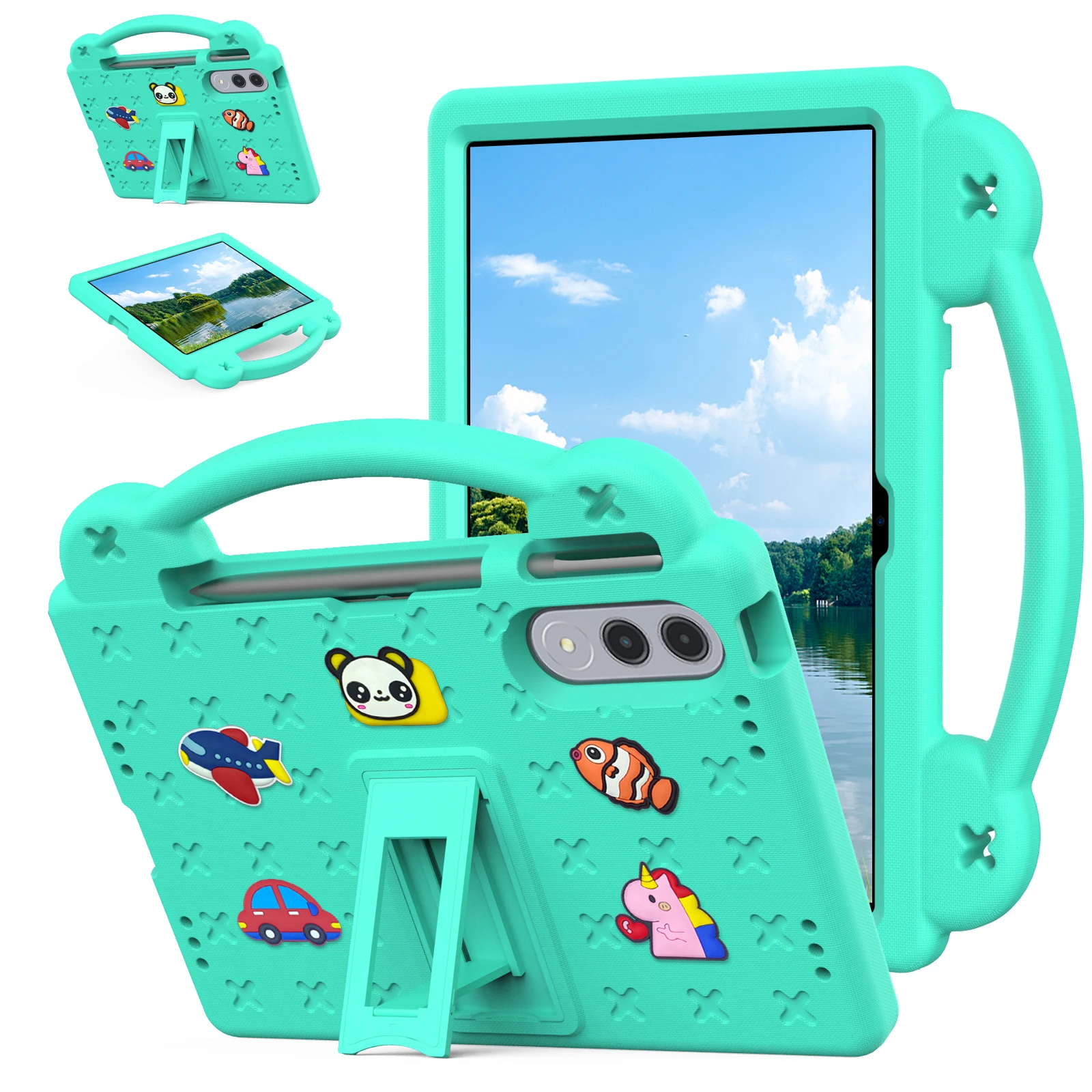 Sturdy EVA Stand Case with Hand Holder for 11.1-inch Tablets, Ideal for Kids' Protection and DIY Customization