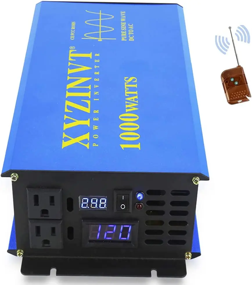 

Pure Sine Wave Solar Inverter 1000W 24V 120V Battery Power Bank Inverter Converter 12V/48V DC to 220V/230/240V AC Remote Control