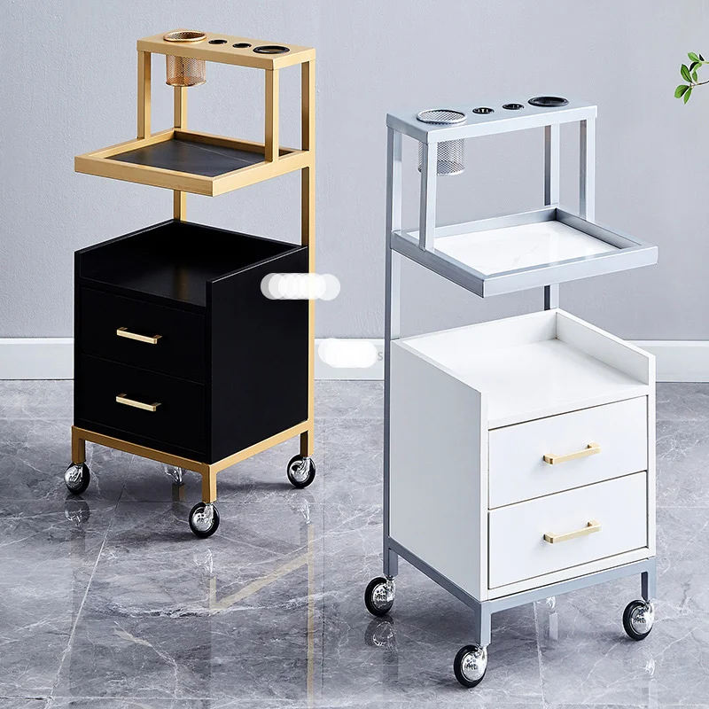 

Modern Iron Salon Trolley Barber Shop Auxiliary Cart with Wheels Storage Multifunction Salon Furniture for Beauty Salon