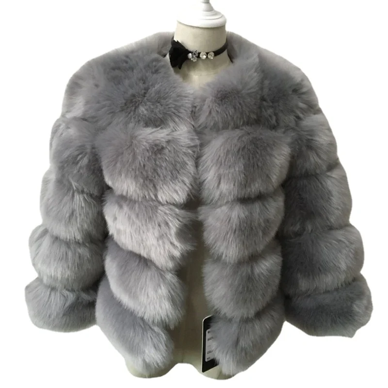 

women's short long sleeved fur artificial fur jacket