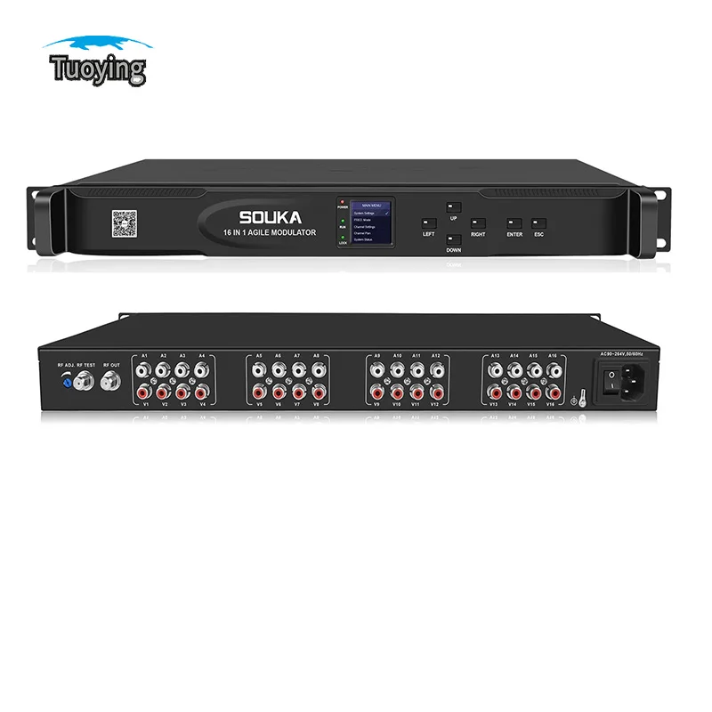 16 채널 CATV 민첩한 아날로그 변조기, 호텔 공장 TV 프런트 엔드 장비, HDMI-RFAV-RF CVBS AV-아날로그 변조기