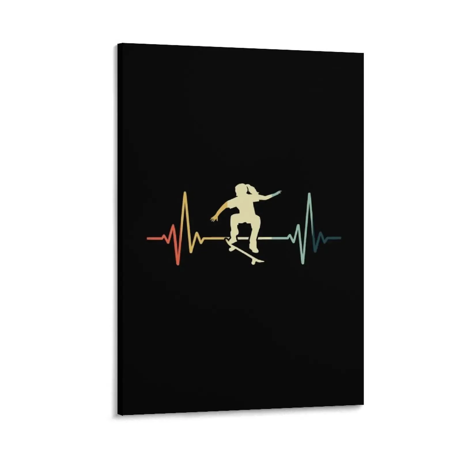 

Skateboarding Heartbeat Vintage Canvas Painting paintings wall decor decorative wall poster cute room decor anime poster