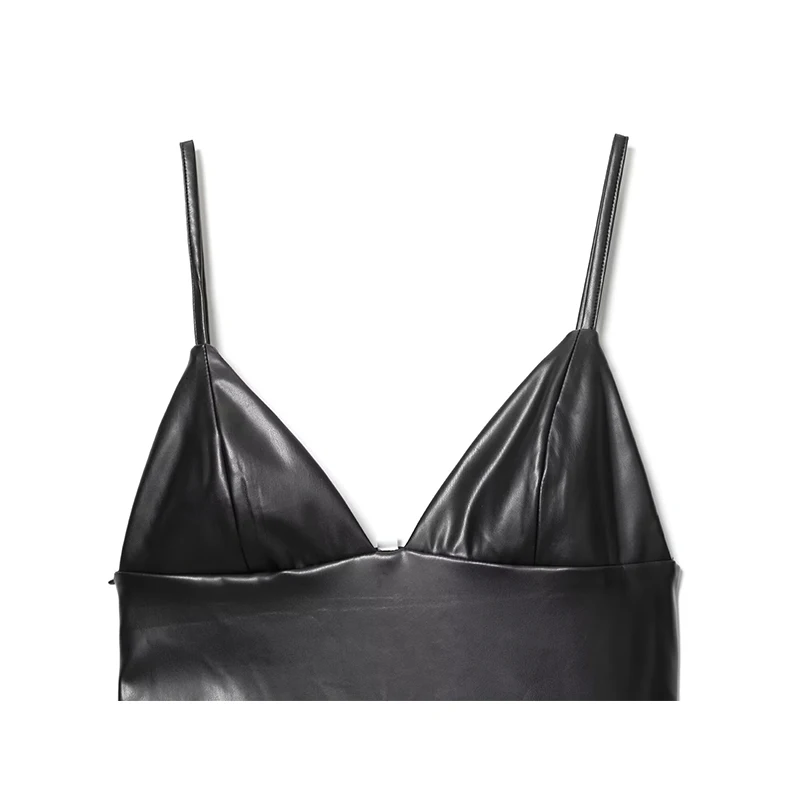 Women Fashion Sexy Lace Elegant Dress Asymmetric Hem Dress Summer New Faux Leather Holiday Party Beach Dresses