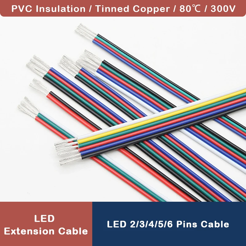 2/5/10m LED Cable Electrical Wire 2/3/4/5/6pin LED Extension Cables For RGB RGBW RGBWW SMD WS2812B LED Strip Light JST Connector