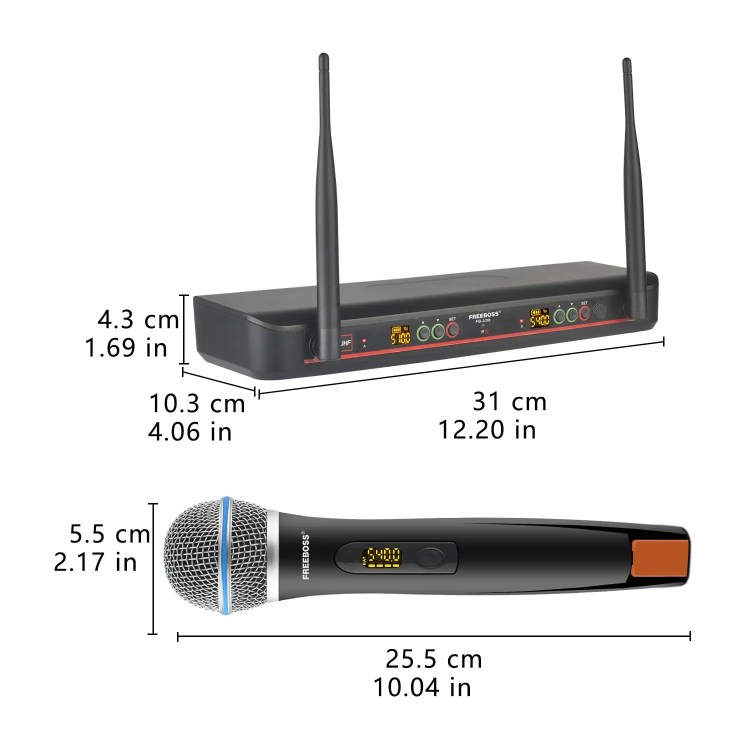 FREEBOSS UHF  ̳ ڵ ũ, 2x100 ä, ļ  , 뷡 ȸ FB-U38 IR  ũ