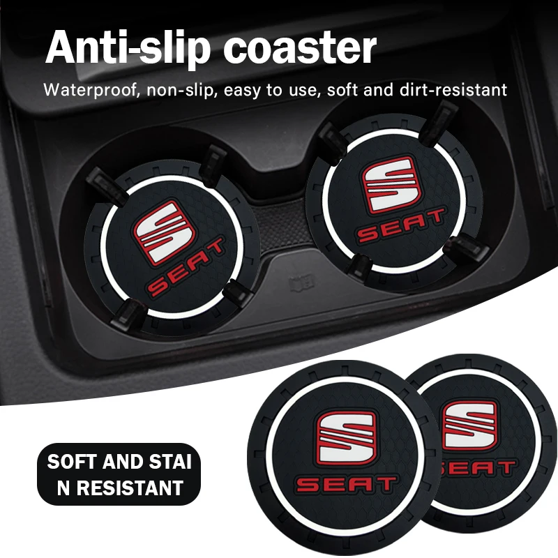 Car Heat-Resistant Water Cup Slot Dirt Pad Gel Di Silice Coaster Per Seat Leon Fr Altea Ibiza Toledo Cordoba Alhambra Arona
