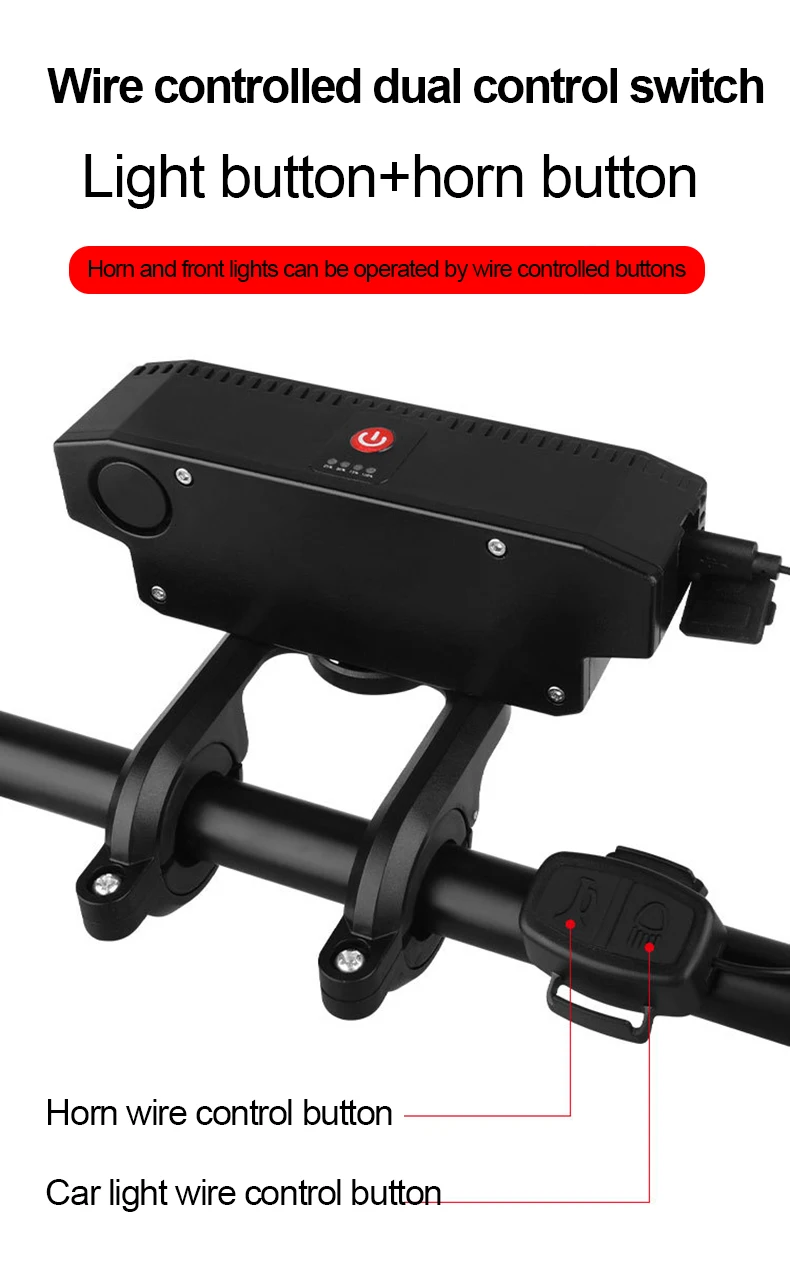 Description Picture 6 of itemNew USB Charging MTB Bicycle Light Horn Highlight Bike Light Waterproof Cycling Lamp Flashlight Cycling Equipment Accessories