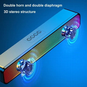 RGB Wireless Speaker Bluetooth HiFi Portable Voice Box For Desk Computer Subwoofer Home Movie Surround Sound Bar Audio Speaker 5