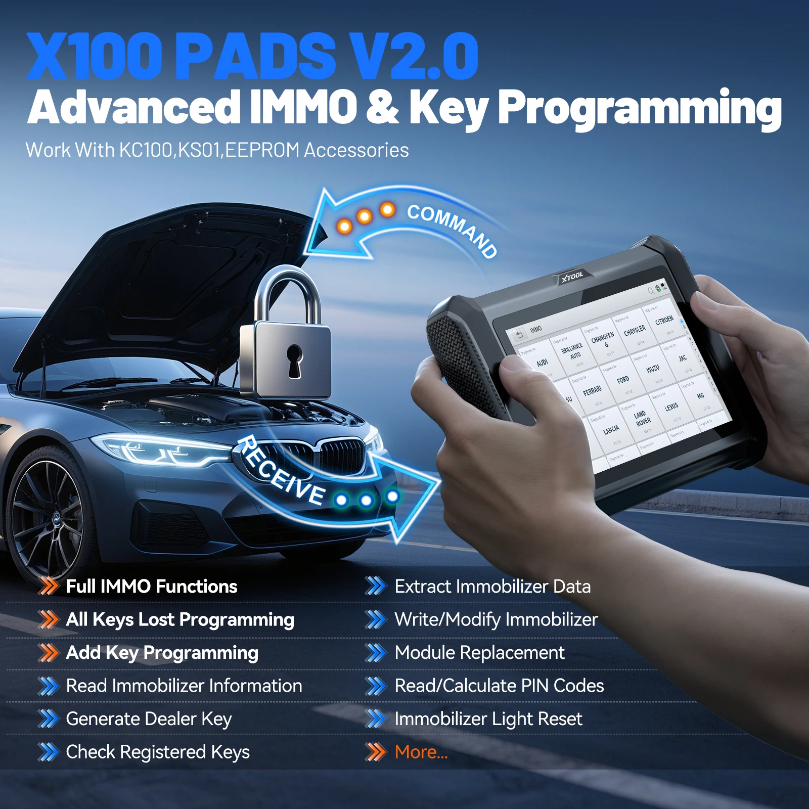 Outil De Programmation XTOOL X100 PAD3 V2.0 Occasion - Diagnostic Et Clés FCA, Mise à Jour 2 Ans