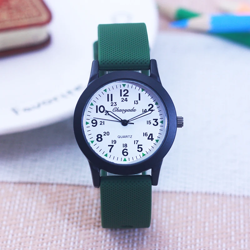 2025 New Style Children Boys Girls Simple 24 Hours Luminous Hands Sports Silicone Strap Watches Jelly Colors Quartz Wristwatches 4