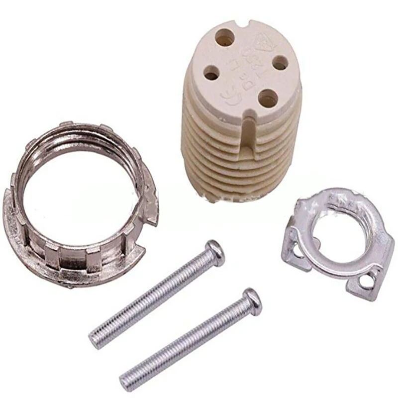 Lamp Holder Lamp Base Lamp Bulb Holder Ceramic With Metal Outer Ring G9 Halogen Lamp Converter