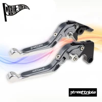 Motorcycle CNC Accessories Folding Extendable Brake Clutch Levers Adjustable Handle Fit 675 STREET TRIPLE 2008-2016 (NO R or RX) 1