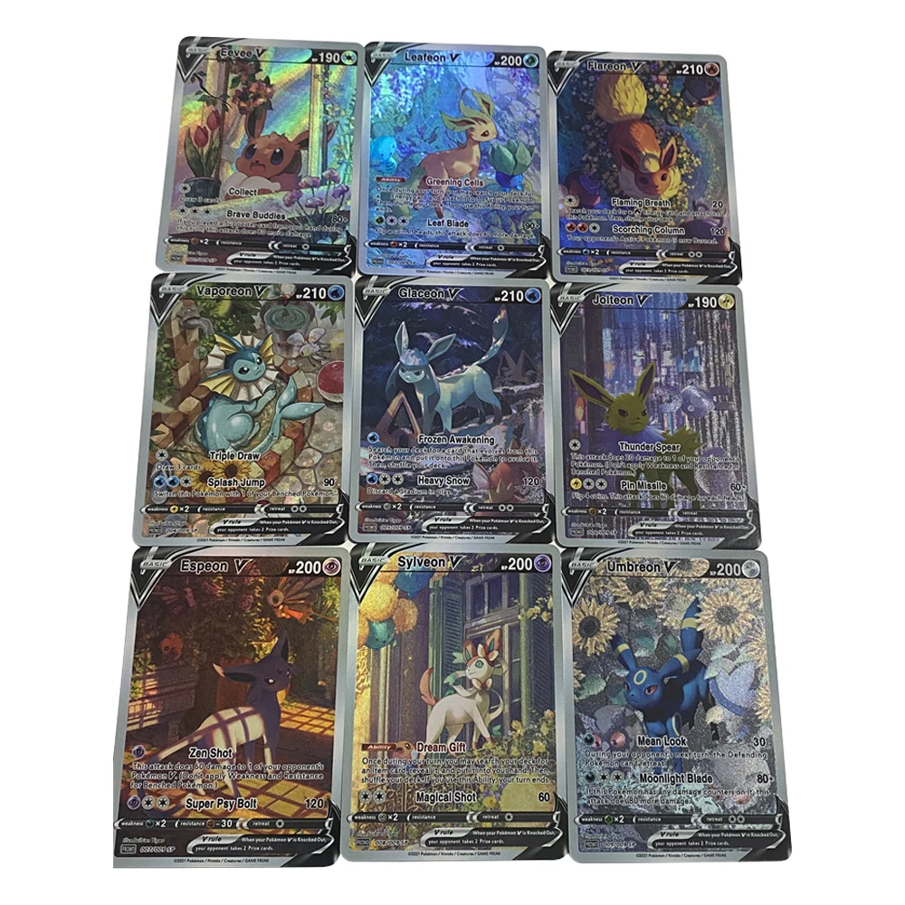 

9Pcs/set Pokemon Eevee Flash Card PTCG Kawaii Eevee Family DIY Classic Game Anime Collection Card Gifts
