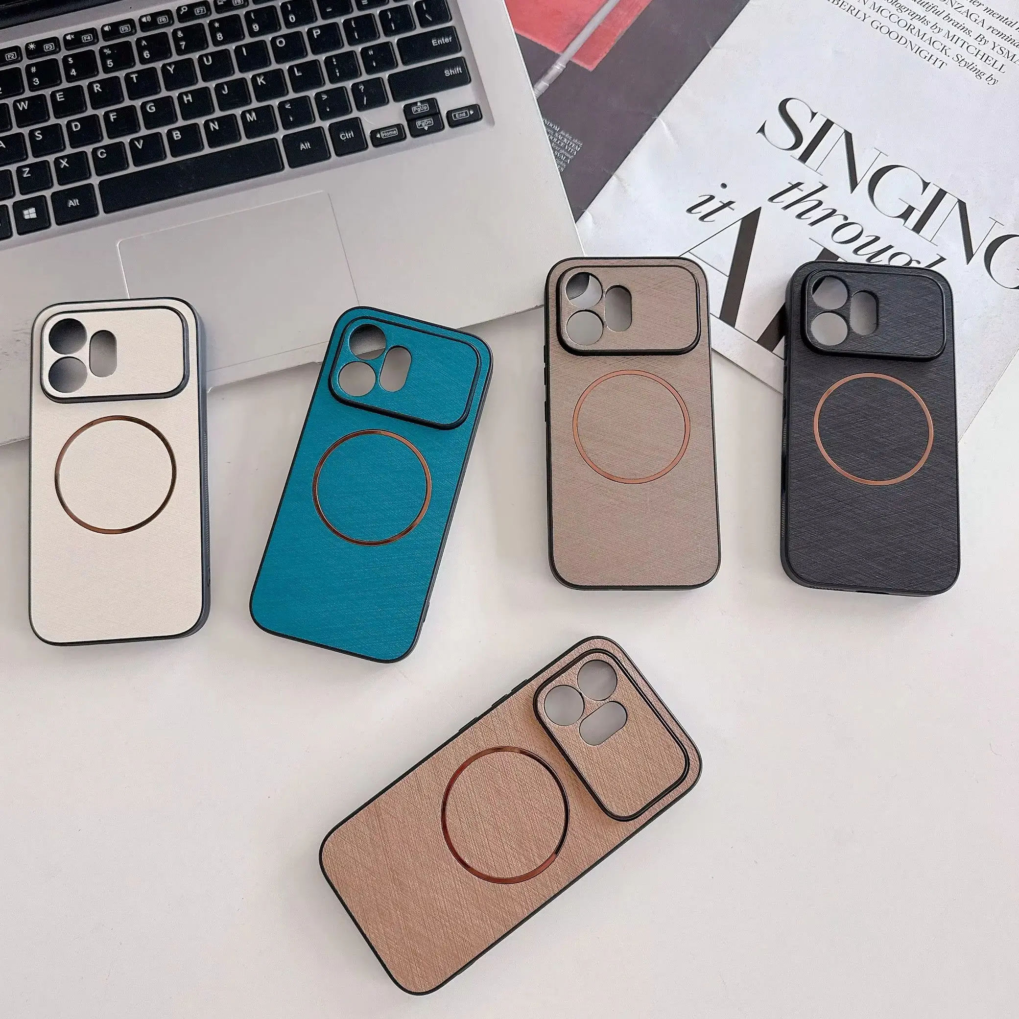 Silk Pattern Magnetic Wireless Charging Protective Back Cover Case