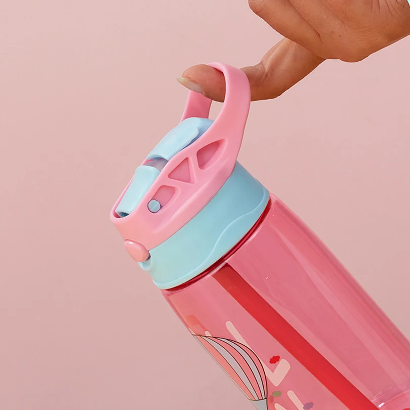 1pc Kids Water Sippy Cup With Straw And Handle Kid's Water Bottle Portable Creative Adult Male And Female Student Baby Cute Cup