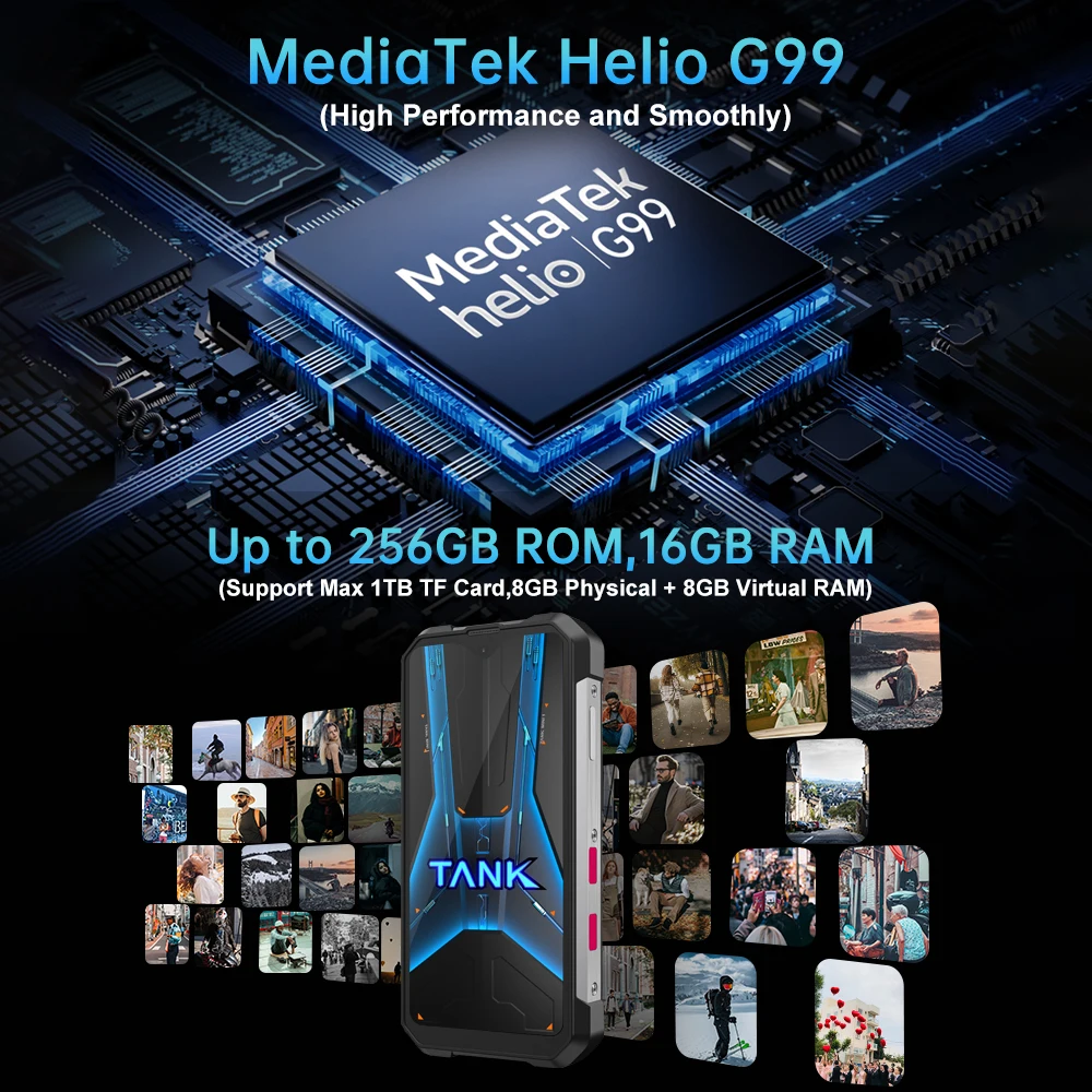 8849 Tank Mini Rugged Smartphone 16GB 256GB 5800mAh Battery 100Mp Camera Android 13 Cellphone 4.3 inch Waterproof Mobile Phone 5