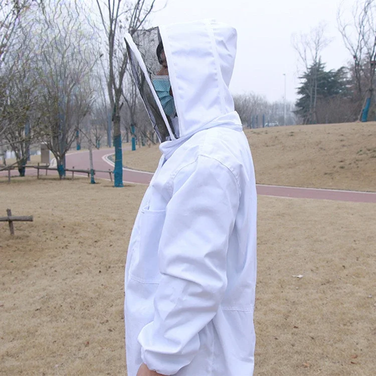 흰색 전신 양봉 의류 베일 후드 모자 의류 자켓 보호 양봉복 양봉가 꿀벌 정장 장비