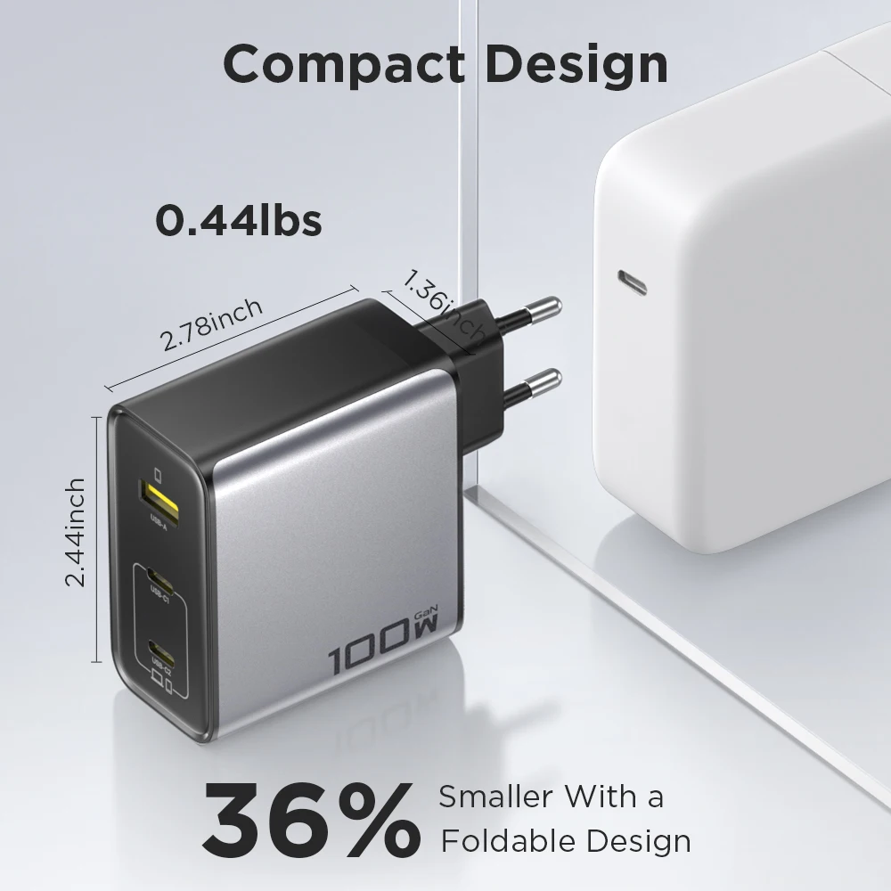 PISEN Charger 3-Port GaN 100W For Laptops