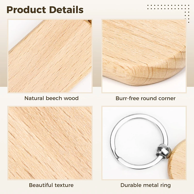 100 Stück leere Holz Schlüssel anhänger Schlüssel anhänger Rechteck Holz – Detail 2