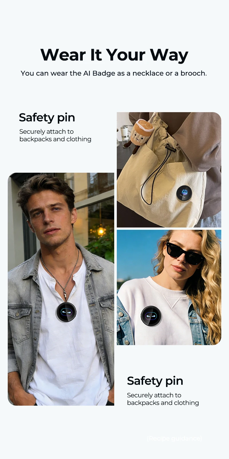 ZNP AI smart badge wearable assistant with real-time translation and voice interaction