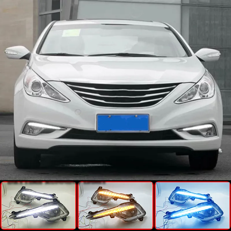 

2Pcs DRL fog lamp cover Daytime Running Lights headlight 12V Daylight For Hyundai Sonata 8 2013 2014