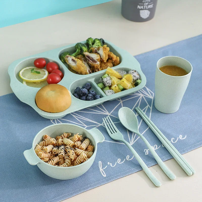 Wheat straw dish 6Pcs Children Dishes Set
