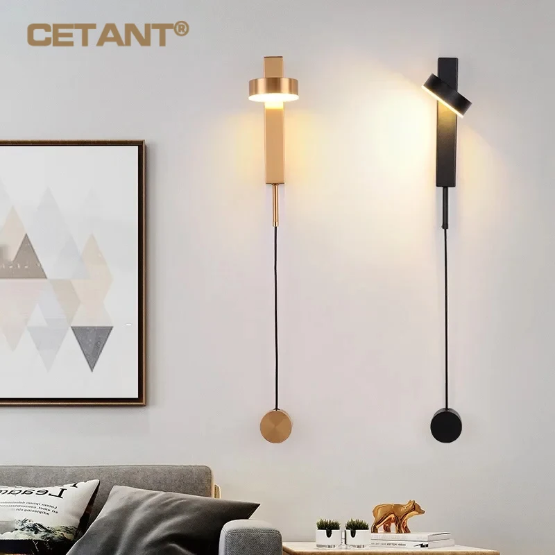 

Modern LED Wall Lamps Minimalist Rotation Dimming Switch Home Indoor Aesthetic Wall Sconce Living Room Bedside Study Light Decor