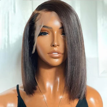 Human Hair Wigs Brazilian Straight Bob Wigs For Women Transparent Frontal Wig On Sale Cheap PrePlucked Lace Wigs Natural Hair 1
