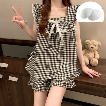 بيجامة صيفية للنساء بيجامة طقم بيجامات نسائي طقم بيجاما ملابس نوم بنطلون امرأة شورت صالة النوم الملابس الداخلية 5